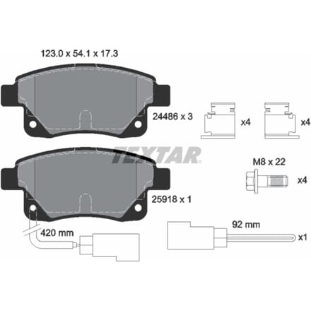 Remblokset TEXTAR 2448601, achter