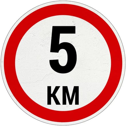 5 km bord | Sign Again materiaal | 40 cm