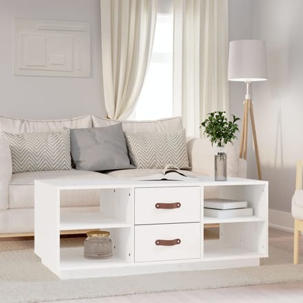vidaXL - Salontafel - 100x50x41 - cm - massief - grenenhout - wit