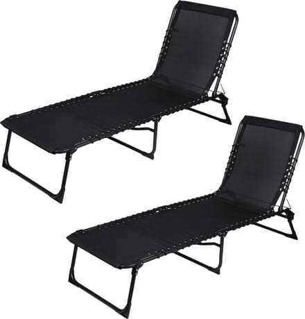“LE PLAYA” set van 2 ligbedden zwart 187 x 56 x H26/85 cm