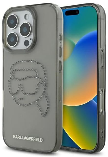 Karl Lagerfeld KLHCP16XHKHDCELK iPhone 16 Pro Max 6.9" black/black hardcase IML Rhinestones Karl Head