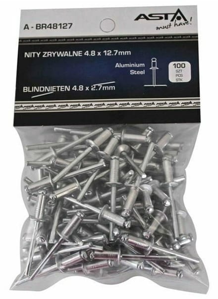 Popnagel set - 100 delig - Popnagels 4.8x12.7mm - Aluminium - ASTA