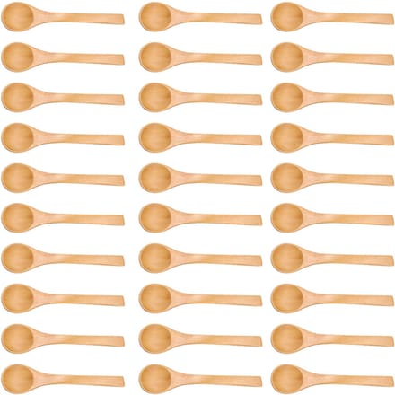 30 stuks Mini Natuurlijk Houten Kinderlepel Keuken Kruidenhulpmiddel beige