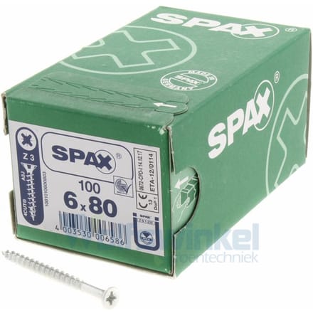 Spaanpl schr vz pk 6.0x80 poz (100) spax