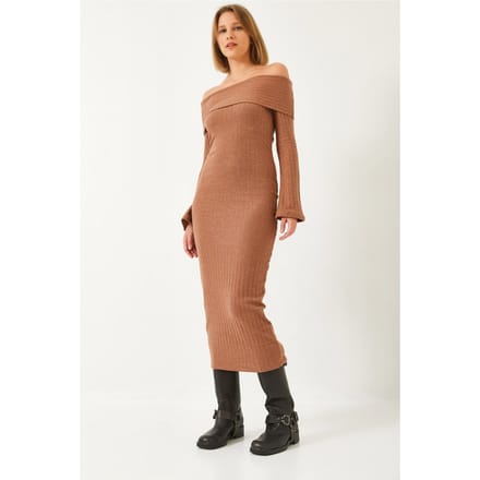 Bandeau Geribbelde Midi-jurk