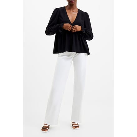 French Connection Crepe Light V Neck Top Black Taglia: XS | Magliette intime Outlet | Donna | Nero