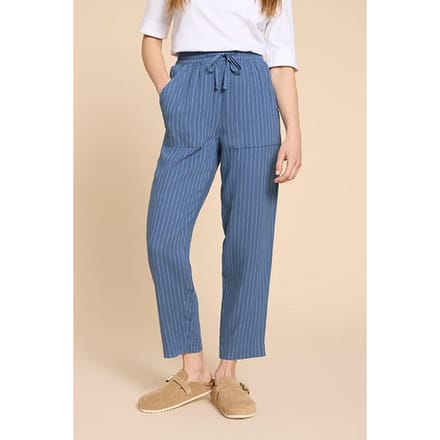 White Stuff Elle Linen Blend Trouser Blue Taglia: 18 REGULAR | Pantaloni Outlet | Donna | Bianco