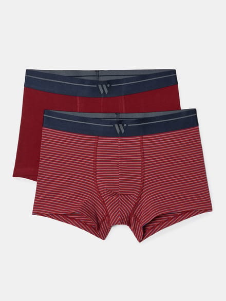 Woody Heren Boxer Duopack Bordeaux en Gestreept Rood XXL