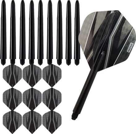 ABC Darts - Dart Flights en Dart Shafts - Pentathlon Spitfire Zwart - 3 sets