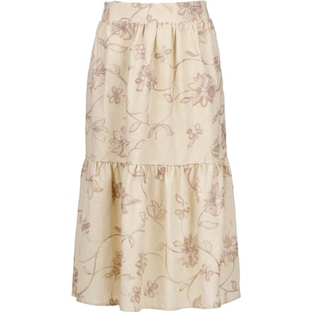 Ecru geborduurde midi-rok met bloemen