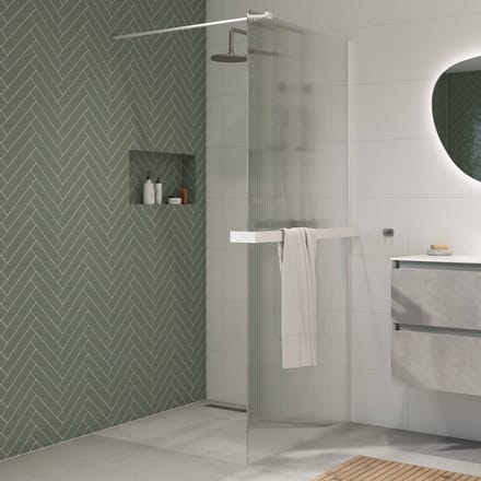 Saqu Modulo inloopdouche incl. antikalk 100x210cm geribbeld glas met handdoekhouder mat wit