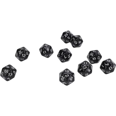 Ensemble de 10 dés polyédriques en plastique léger, dés à 20 faces pour jeux de rôle et jeux de table, vert