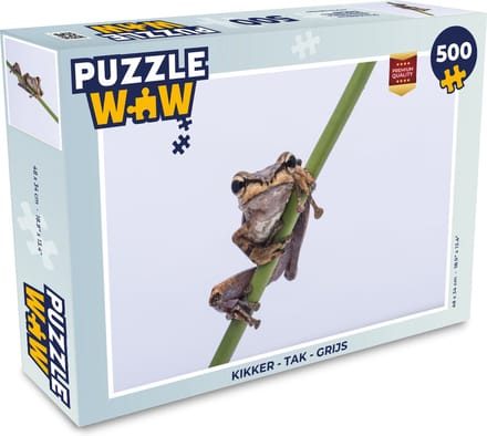 Puzzel Kikker - Tak - Grijs - Legpuzzel - Puzzel 500 stukjes