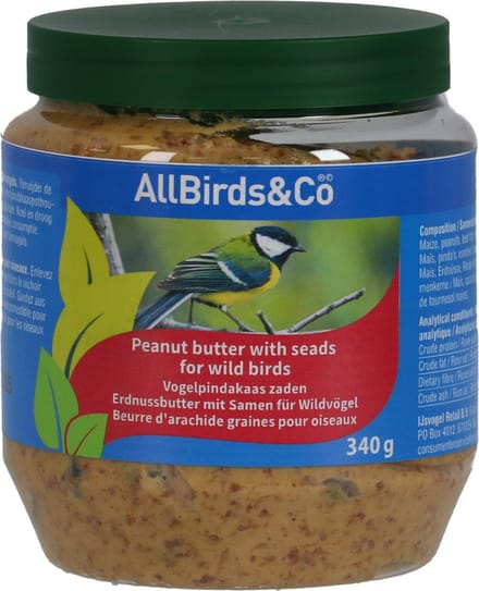 Allbirds&Co Vogelpindakaas Zaden - Tuinvogelvoer - 340 g