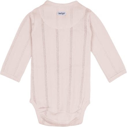 Lodger Romper met lange mouwen - Pointelle - Roze - Maat 56 - bio katoen - Overslag romper