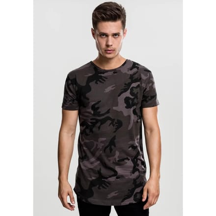 Urban Classics - Camo Shaped Long Heren T-shirt - S - Zwart/Zwart