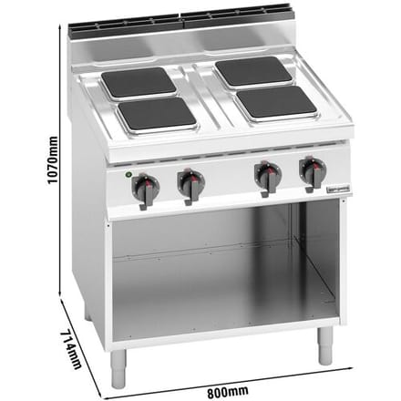 GGM Gastro Elektroherd - 10,4 kW - 4 Platten Eckig Zilver