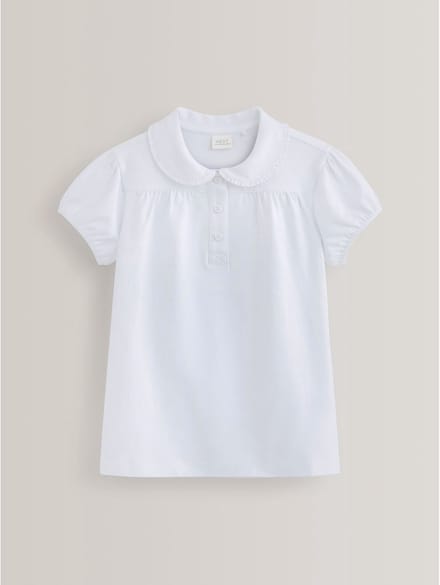 Next - Meisjes - Katoenen jersey schooltop met stretch en mooie kraag - Wit