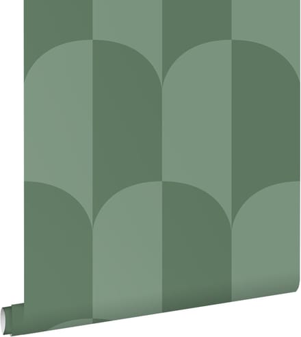 ESTAhome behang art deco bogen vergrijsd zeegroen - 53 cm x 10.05 m - 139995