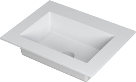 INK Kraft wastafel polystone enkele bak zonder kraangat 60x45x1cm, mat wit