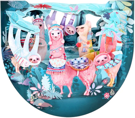 3D Popnrock - Wenskaart - PR101 - Llamas And Sloths