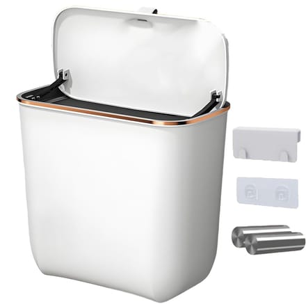 Keuken Compostbak - Hangemmer Deksel - Afval Scheiden - Ruimtebesparend Ontwerp - 7 Liter Inhoud - Wit Groen