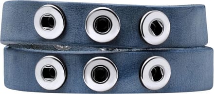 Quiges Dames Leren Armband voor 12mm Drukknopen/Chunks Blauw - EBK042
