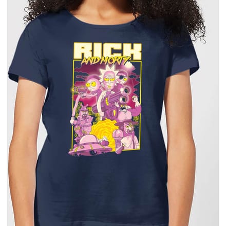 Rick and Morty 80s Poster Dames T-shirt - Navy - S
