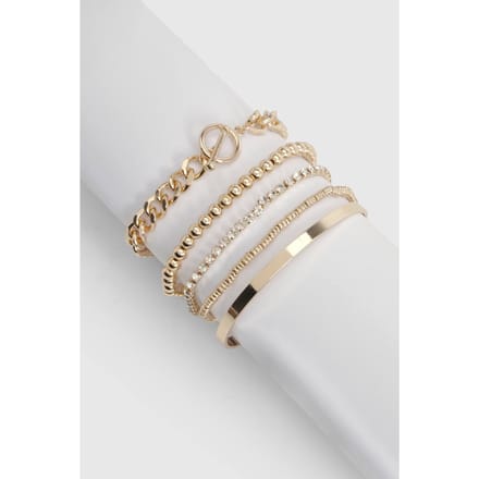 boohoo Dames Gouden Stapel Armbanden 5-pack