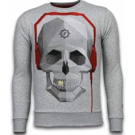 Local Fanatic Skull beat rhinestone sweater