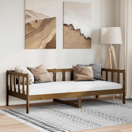 vidaXL - Bedbank - massief - grenenhout - honingbruin - 90x200 - cm