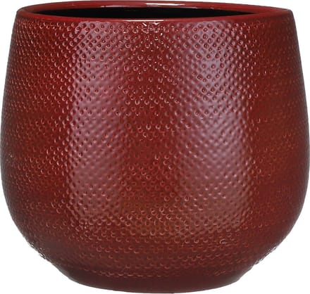 Mica Decorations Bloempot - bordeaux rood- ribbel - keramiek - 25 x 20 cm
