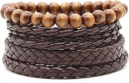 Montebello Armbanden Caelen - leer - Kralen - 4-delig - Aanpasbaar