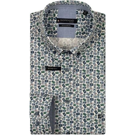 Giordano Overhemd Ivy Casette Tape Fantasy Pattern Button Down Appel / male