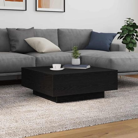vidaXL - Zwart - eiken - 80 - x - 80 - x - 31 - cm - Bewerkt - hout
