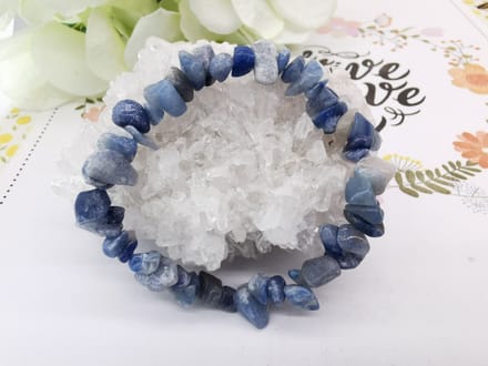 Edelsteen – Armband – 1 + 1 Gratis - Blauwe Calciet - Splitstenen – 17 cm