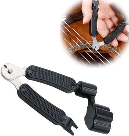 Gereedschap Gitaar - Multitool Snaarwinder - Instrument Onderhoud - 3-in-1 Functionaliteit - 11.5 cm Lengte - Zwart