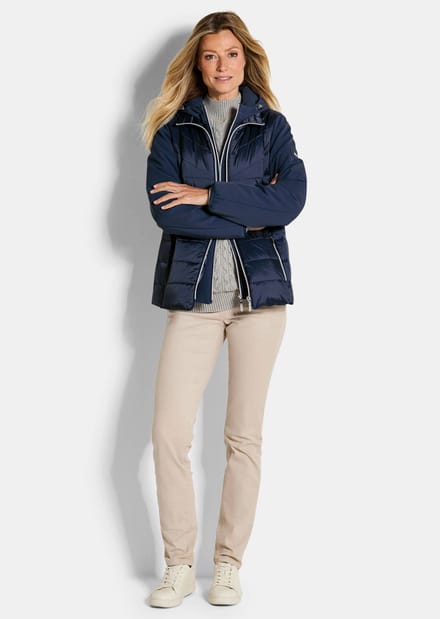Gewatteerd jack met mouwen van softshell - marine - Gr. 19 van Goldner Fashion