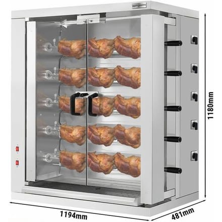 GGM Gastro Elektrische kippengrill roterend - 16,5kW - 5 spitten voor 30 kippen zilver