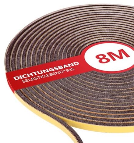 8 m borstelafdichting zelfklevend voor rolluiken en schuifdeuren - 9 mm (B) x 5 mm (D)