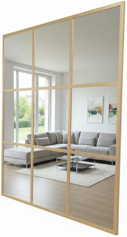 Ronde Vensterspiegel Zwart Industrieel Design 120x100 cm