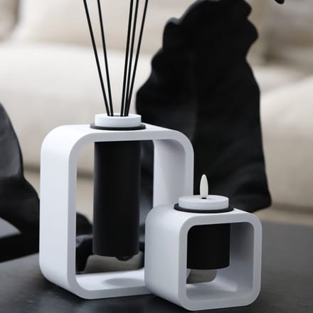 Geurstokjes & LED-Kaars Geschenkset Destiny Wit – Luxe Diffuser Set met Oplaadbare LED Kaars, Stijlvol Modern Design, Black Diamond geur