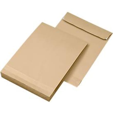 Zijvouwzakjes, 40 mm, klevend, C4, 130 g/m², 100 stuks, bruin