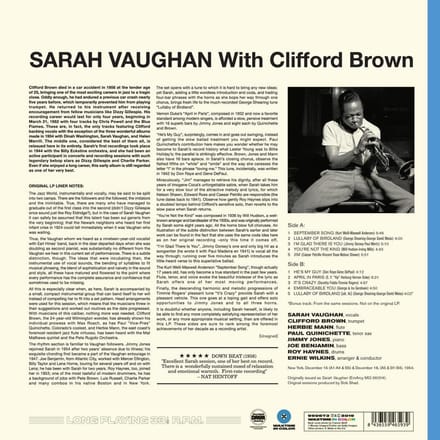Sarah Vaughan With Clifford Brown (Limited Transparent Blue Vinyl)