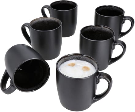 Set van 6 koffiemokken Zakynthos Reactief Glazuur Grijs Zwart - 24321864