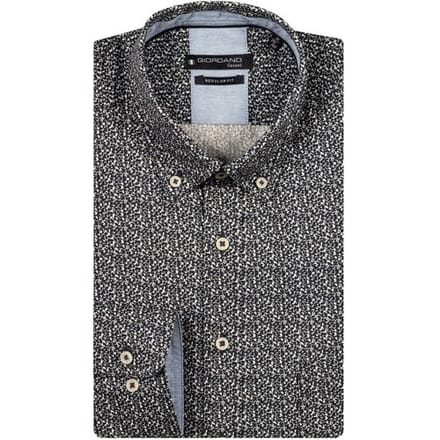 Giordano Overhemd Ivy Button-Down Micro Fantasy Flower Pattern Navy / male
