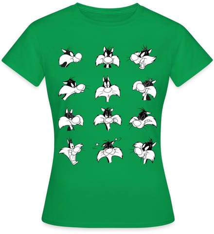 Looney Tunes Sylvester Facial Expressions T-Shirt Dames