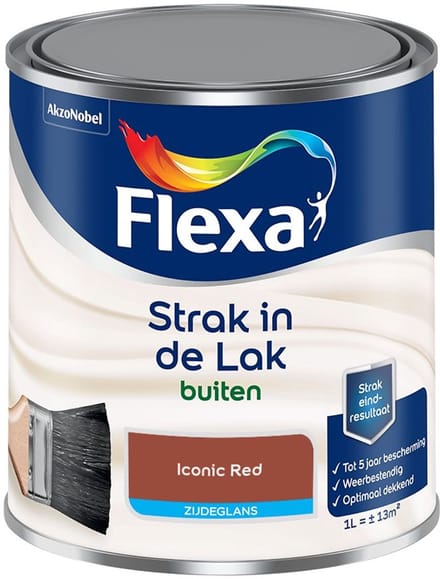 Flexa - Strak In De Lak Buitenlak Zijdeglans - Iconic Red - Mengverf - 1 L