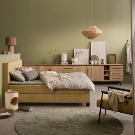 Dressoir Batenburg - MDF/Metaal - Eiken/Zwart - 210x80x45 cm (BxHxD)