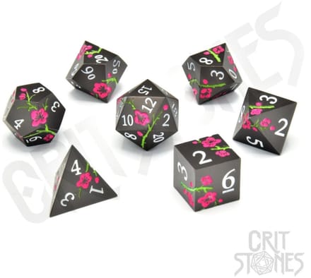 CritStones Metal Dice Set Nighttime Blossom (7)